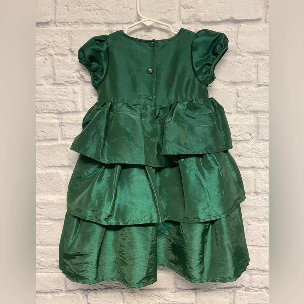 Camilla Green Satin Tiered Dress for Girls Size 3T